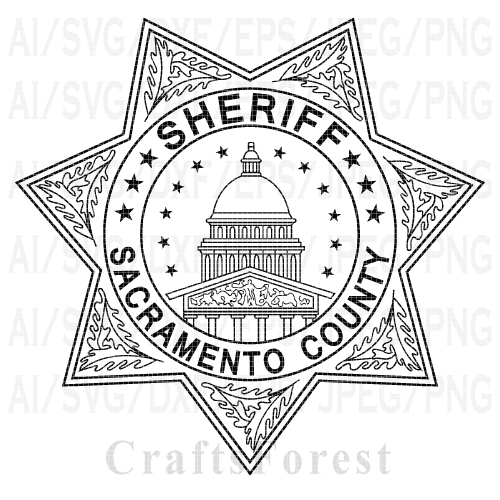 Sacramento County Sheriff Badge SVG Vector File for CNC Laser Engraving, Cricut, Silhouette | Sheriff Badge DXF PNG AI EPS Digital Download